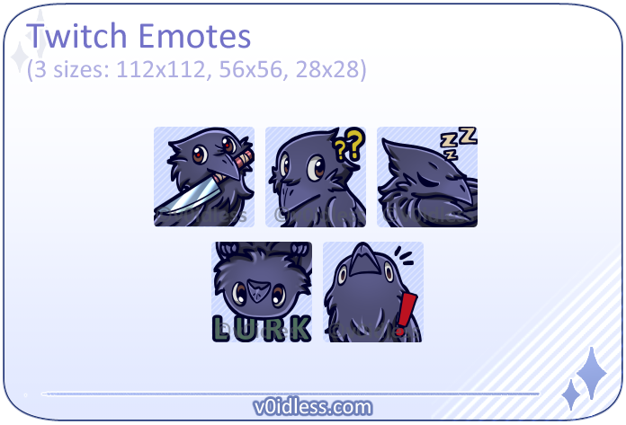 CROW EMOTES Set (Black) | Twitch | Discord | YouTube | Streaming |