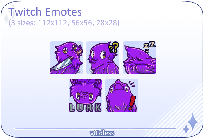 CROW EMOTES Set (Purple) | Twitch | Discord | YouTube | Streaming