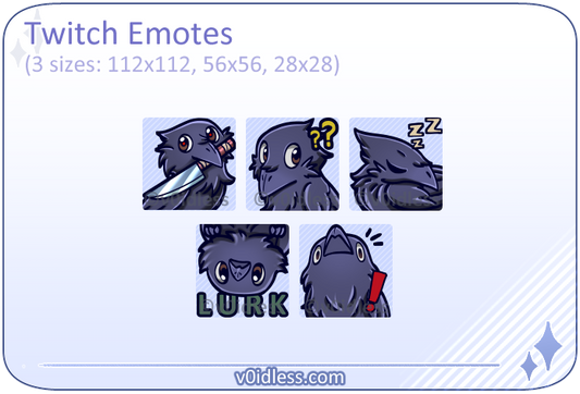 CROW EMOTES Set (Black) | Twitch | Discord | YouTube | Streaming |