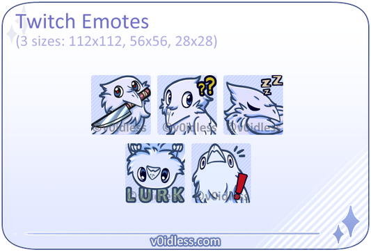 CROW EMOTES Set (White) | Twitch | Discord | YouTube | Streaming |